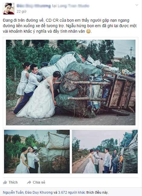 Ảnh cô dâu, chú rể đỡ xe đồng nát gây sốt cư dân mạng - 3
