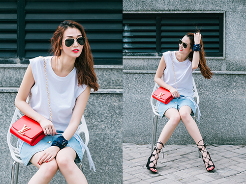 Thích thú với thời trang jeans tươi trẻ của Khánh My - 5